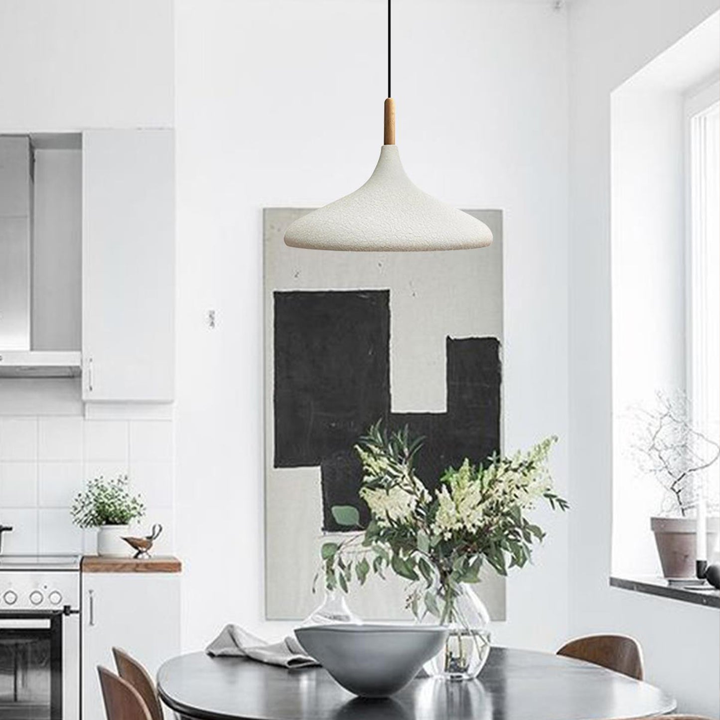 Pendelleuchte Metall Lampe I Champion I Holz Ø35 cm Metall E27 Hängelampe