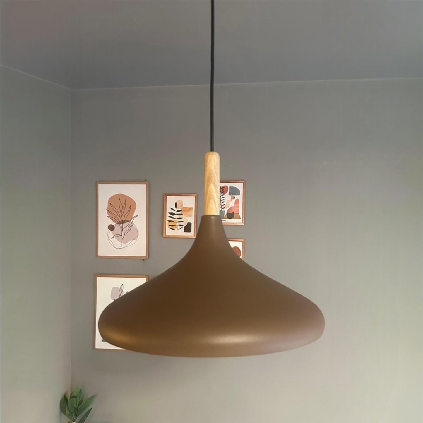 Pendelleuchte Metall Lampe I Champion I Holz Ø35 cm Metall E27 Hängelampe