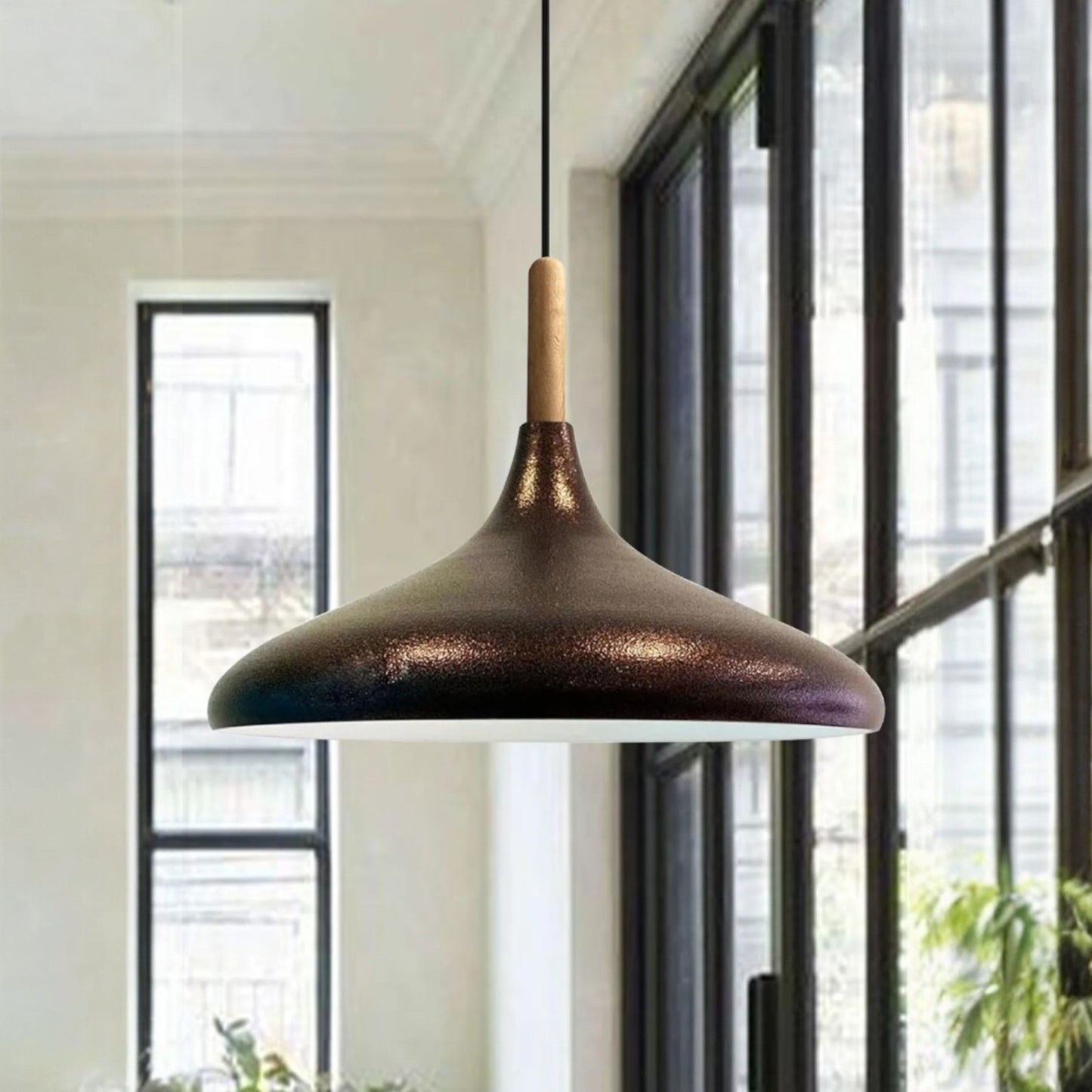 Pendelleuchte Metall Lampe I Champion I Holz Ø35 cm Metall E27 Hängelampe