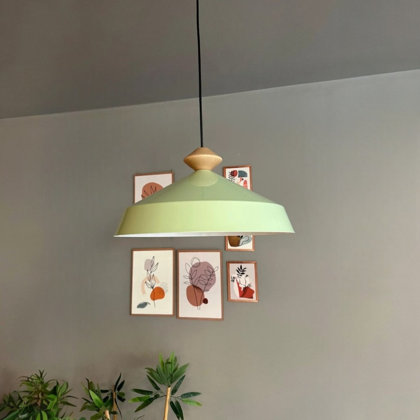 Lema Pendelleuchte Holz Ø35.5 cm, Hängelampe Industrial Vintage