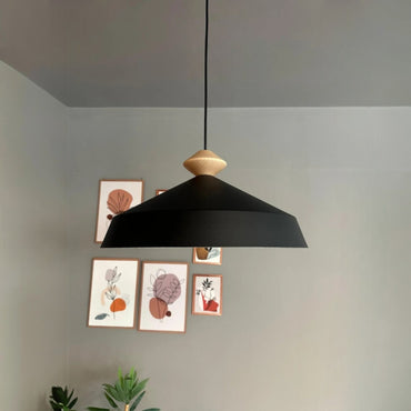 Lema Pendelleuchte Holz Ø35.5 cm, Hängelampe Industrial Vintage