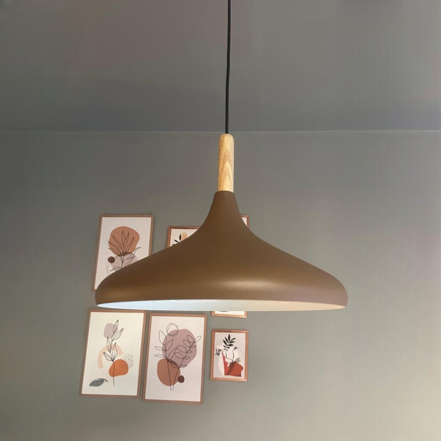 Pendelleuchte Metall Lampe I Champion I Holz Ø35 cm Metall E27 Hängelampe