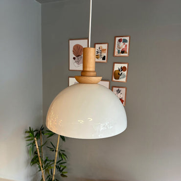 Yimpi Weißer Holz-Kopfteil-Kronleuchter