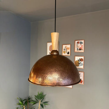 Pendelleuchte Yimpi Schlot Holz Metall, Modern Hängelampe