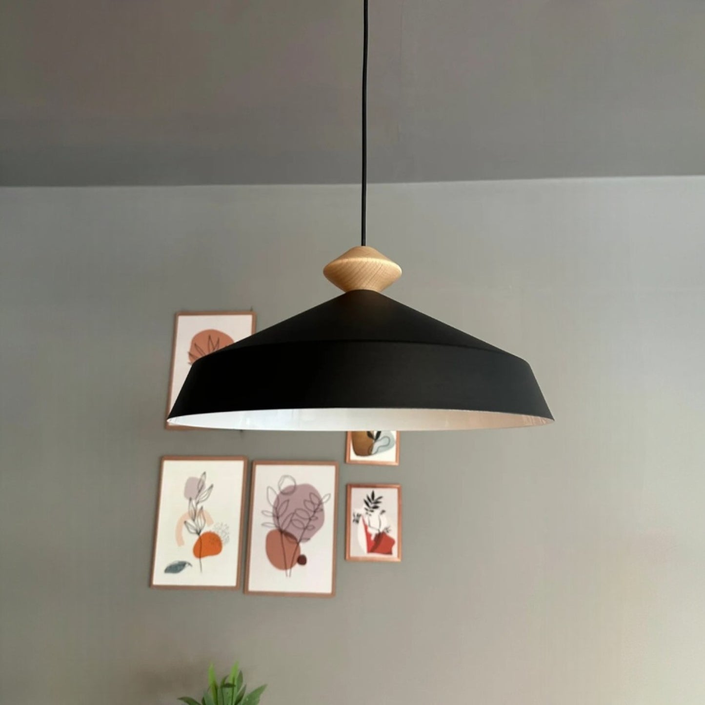 Lema Pendelleuchte Holz Ø35.5 cm, Hängelampe Industrial Vintage