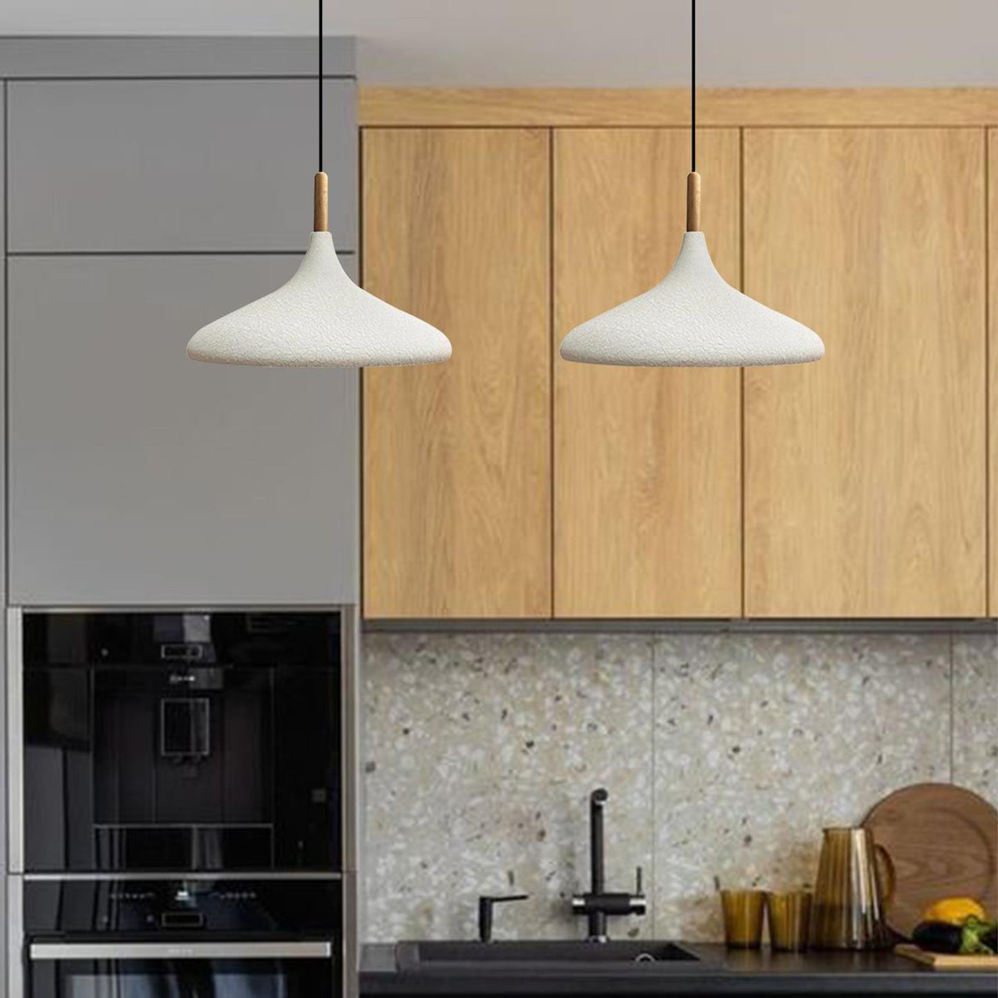 Pendelleuchte Metall Lampe I Champion I Holz Ø35 cm Metall E27 Hängelampe