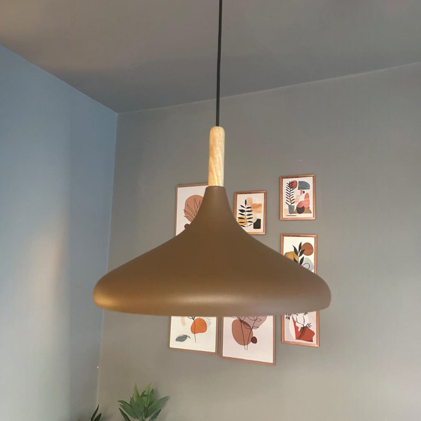 Pendelleuchte Metall Lampe I Champion I Holz Ø35 cm Metall E27 Hängelampe