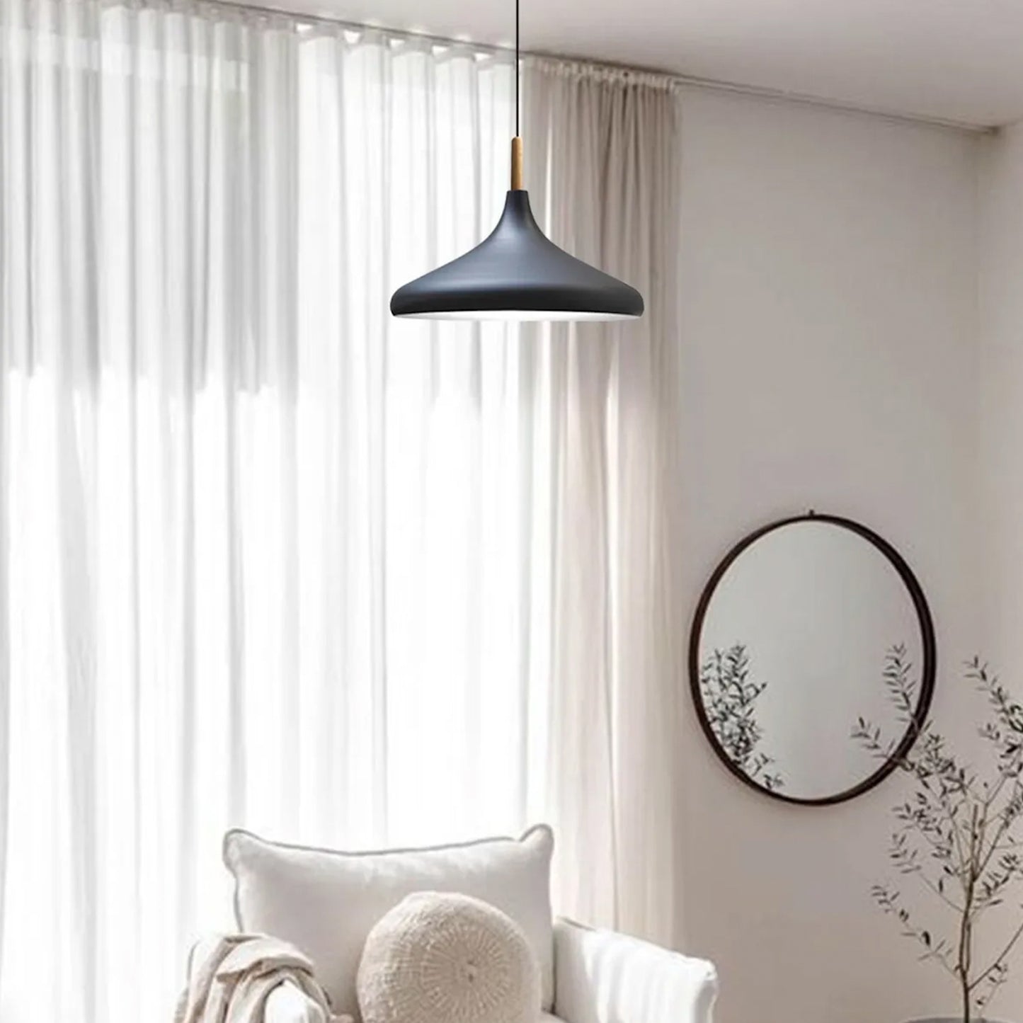 Pendelleuchte Metall Lampe I Champion I Holz Ø35 cm Metall E27 Hängelampe