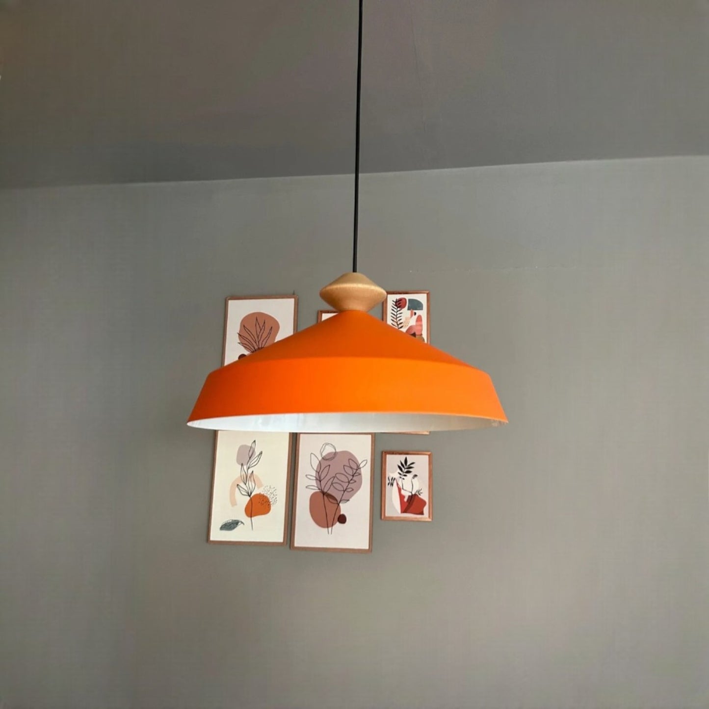 Lema Pendelleuchte Holz Ø35.5 cm, Hängelampe Industrial Vintage