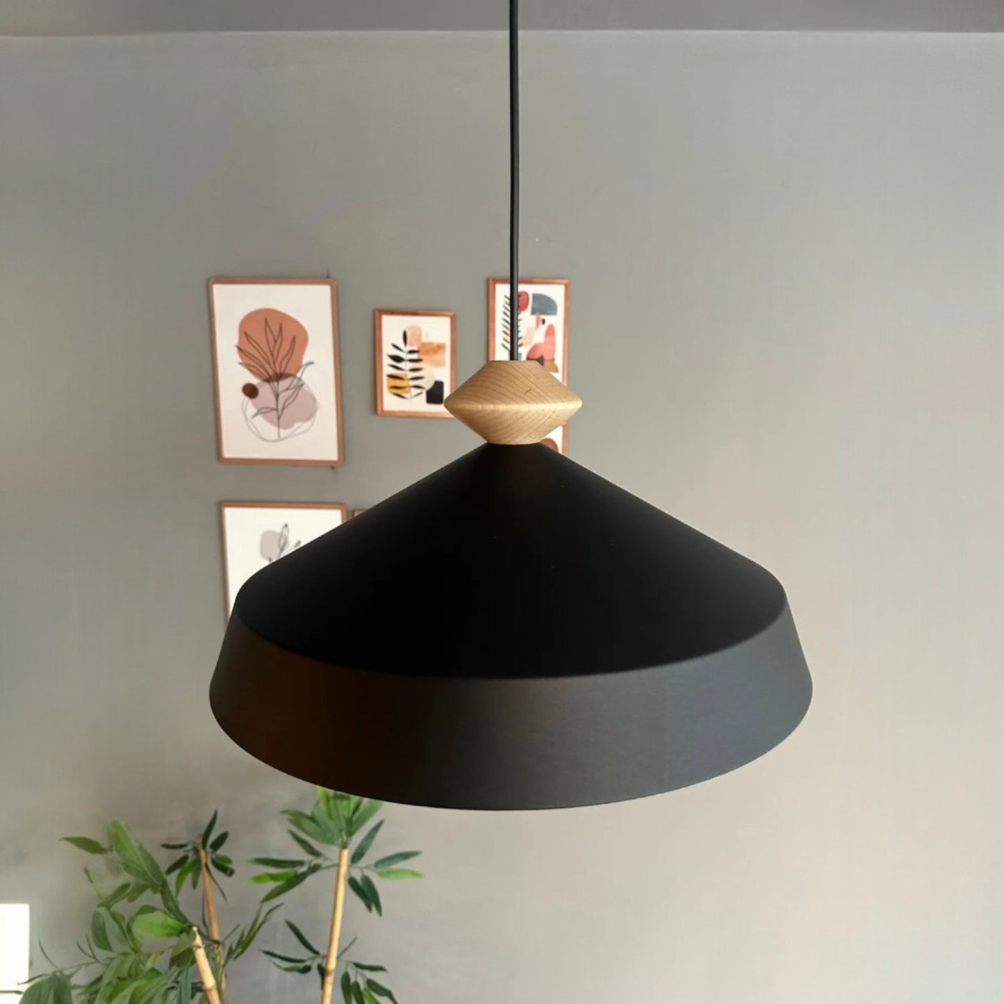 Lema Pendelleuchte Holz Ø35.5 cm, Hängelampe Industrial Vintage