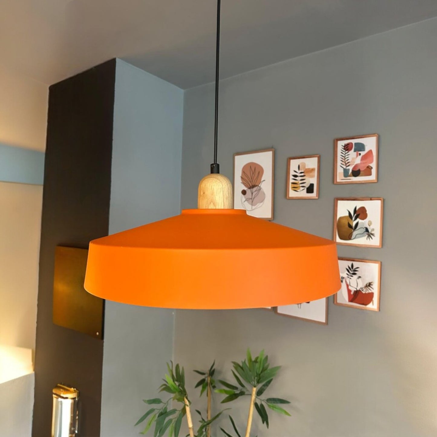 Ace Holz Hängelampe Esstich Ø40cm, Pendelleuchte Vintage Industrial aus Metall Holz E27