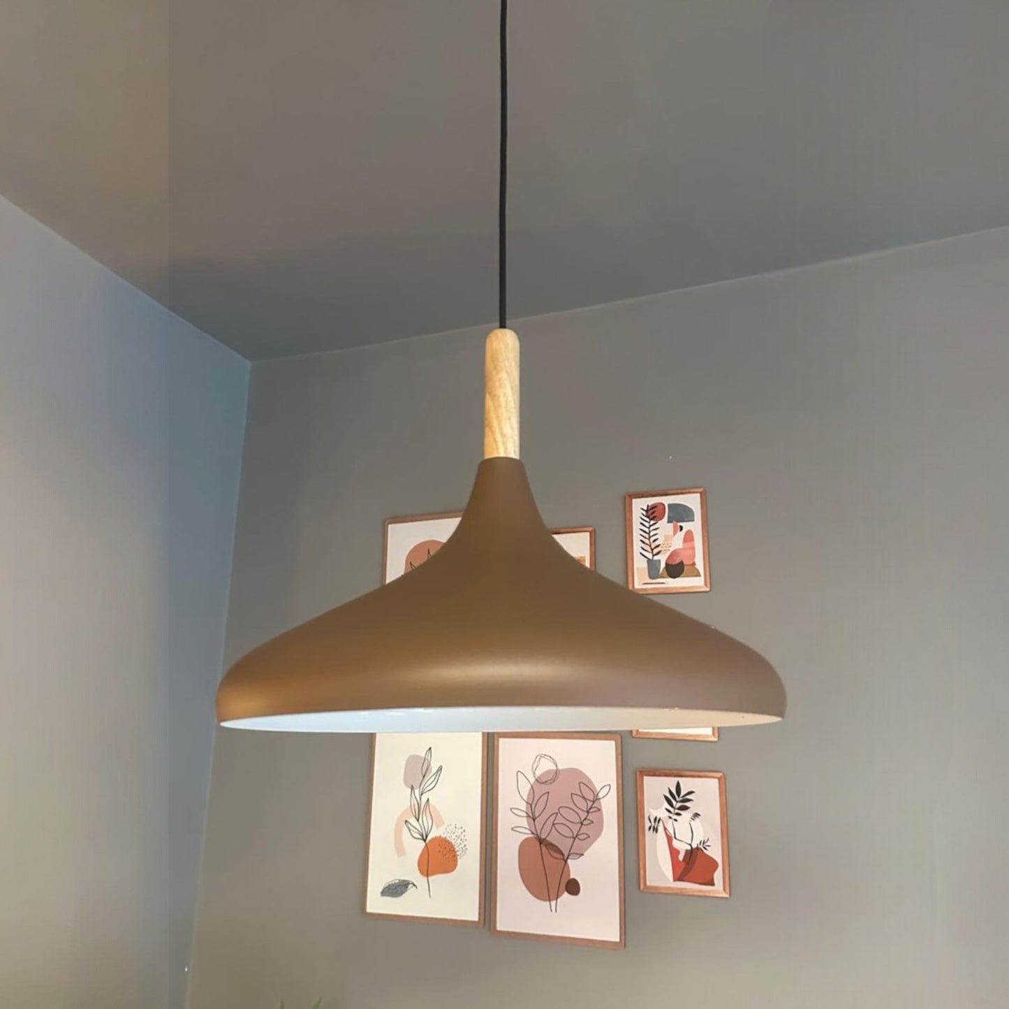 Pendelleuchte Metall Lampe I Champion I Holz Ø35 cm Metall E27 Hängelampe
