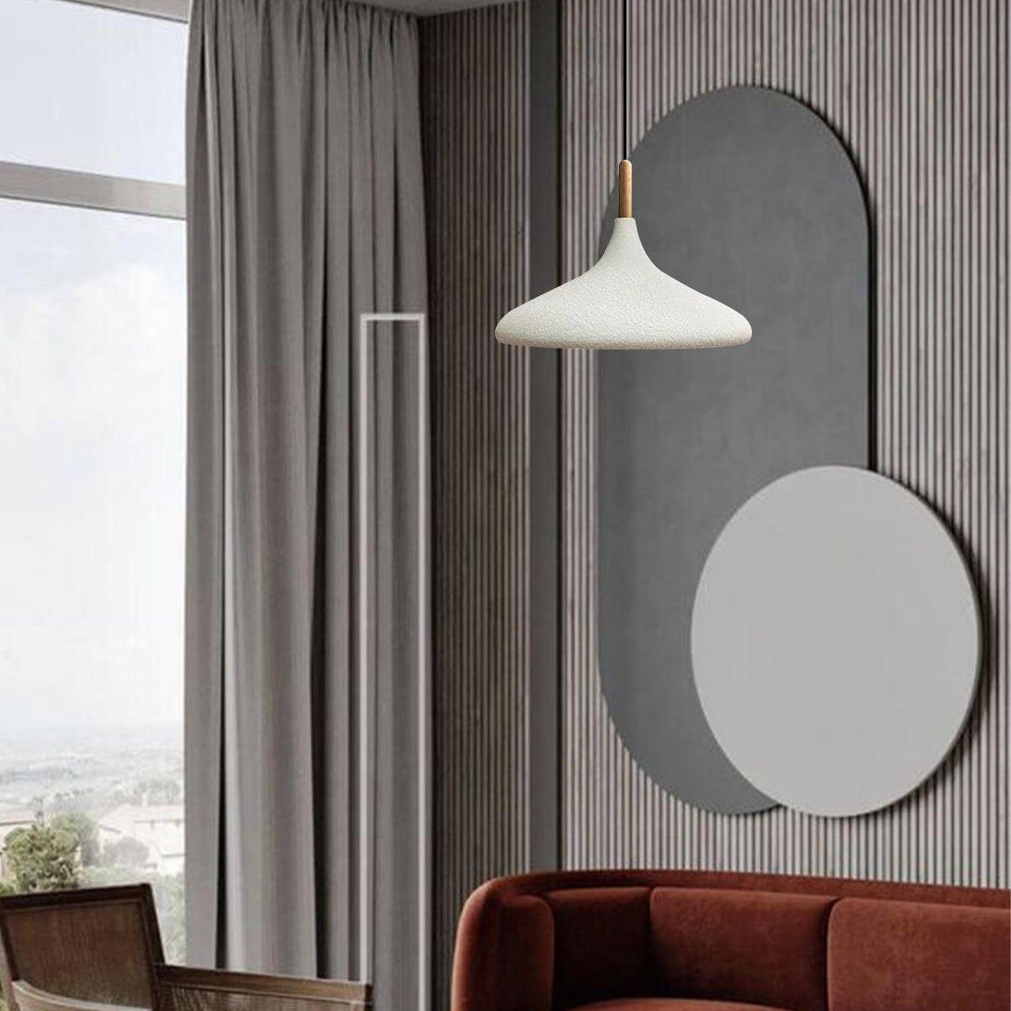 Pendelleuchte Metall Lampe I Champion I Holz Ø35 cm Metall E27 Hängelampe