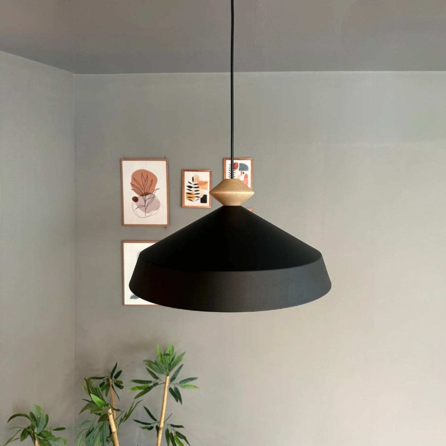 Lema Pendelleuchte Holz Ø35.5 cm, Hängelampe Industrial Vintage