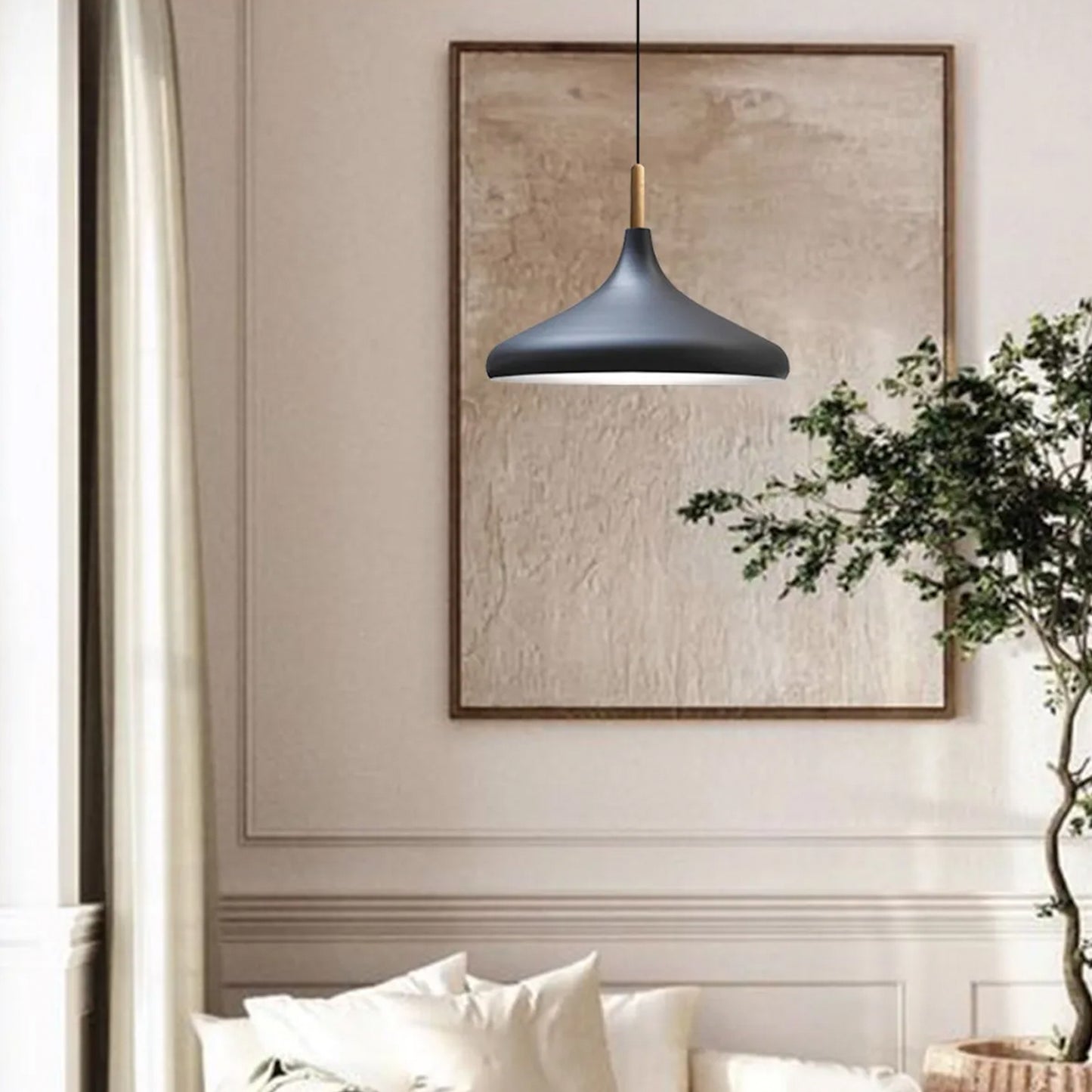 Pendelleuchte Metall Lampe I Champion I Holz Ø35 cm Metall E27 Hängelampe