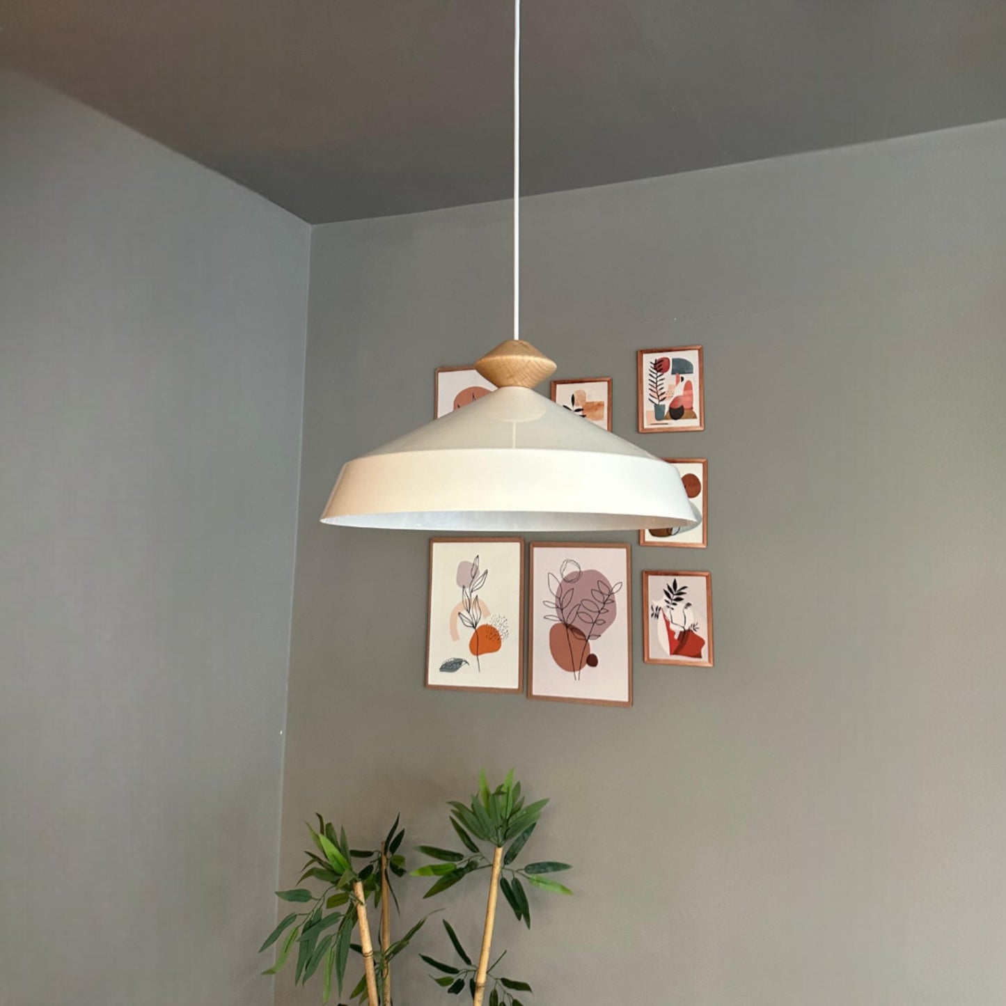 Lema Pendelleuchte Holz Ø35.5 cm, Hängelampe Industrial Vintage