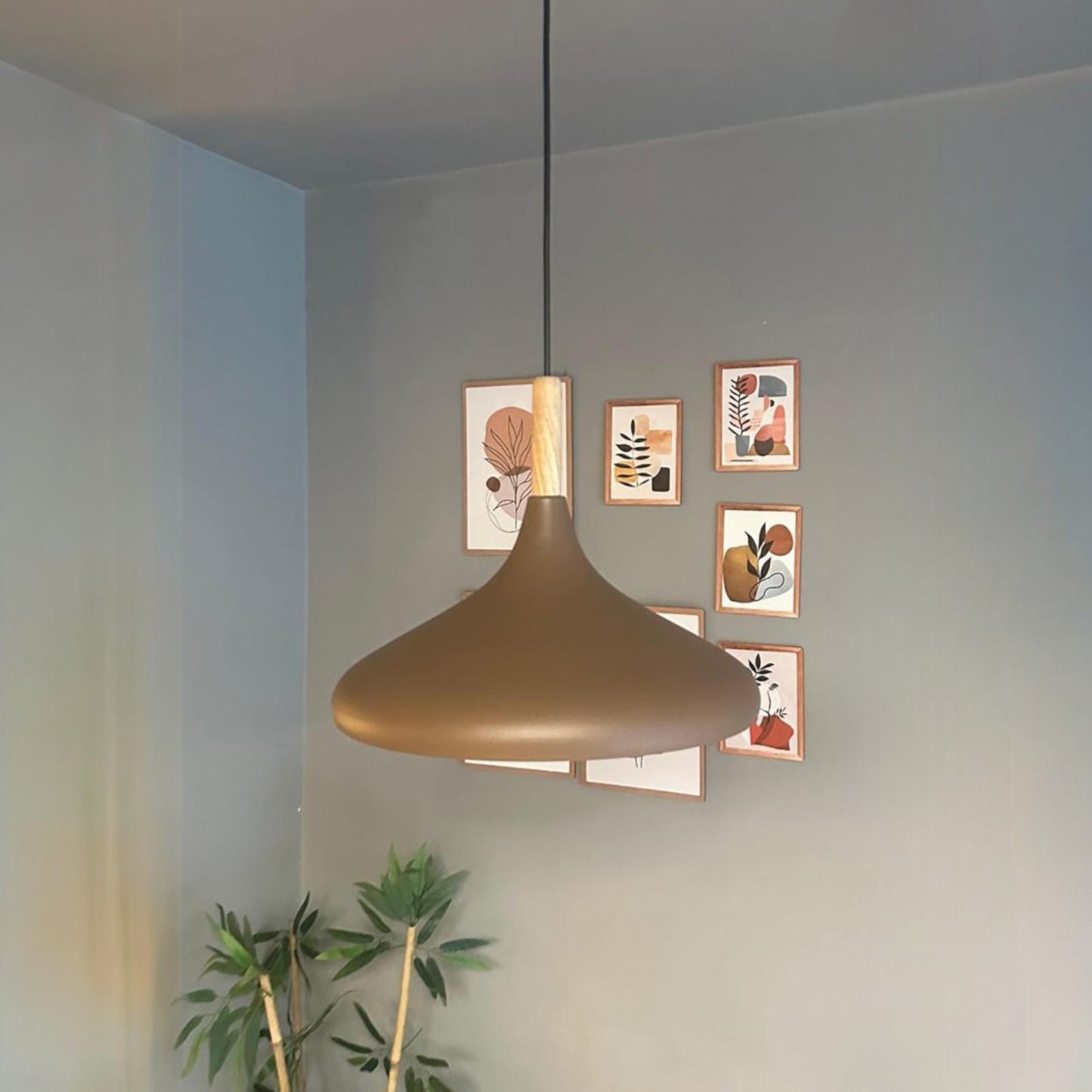 Pendelleuchte Metall Lampe I Champion I Holz Ø35 cm Metall E27 Hängelampe