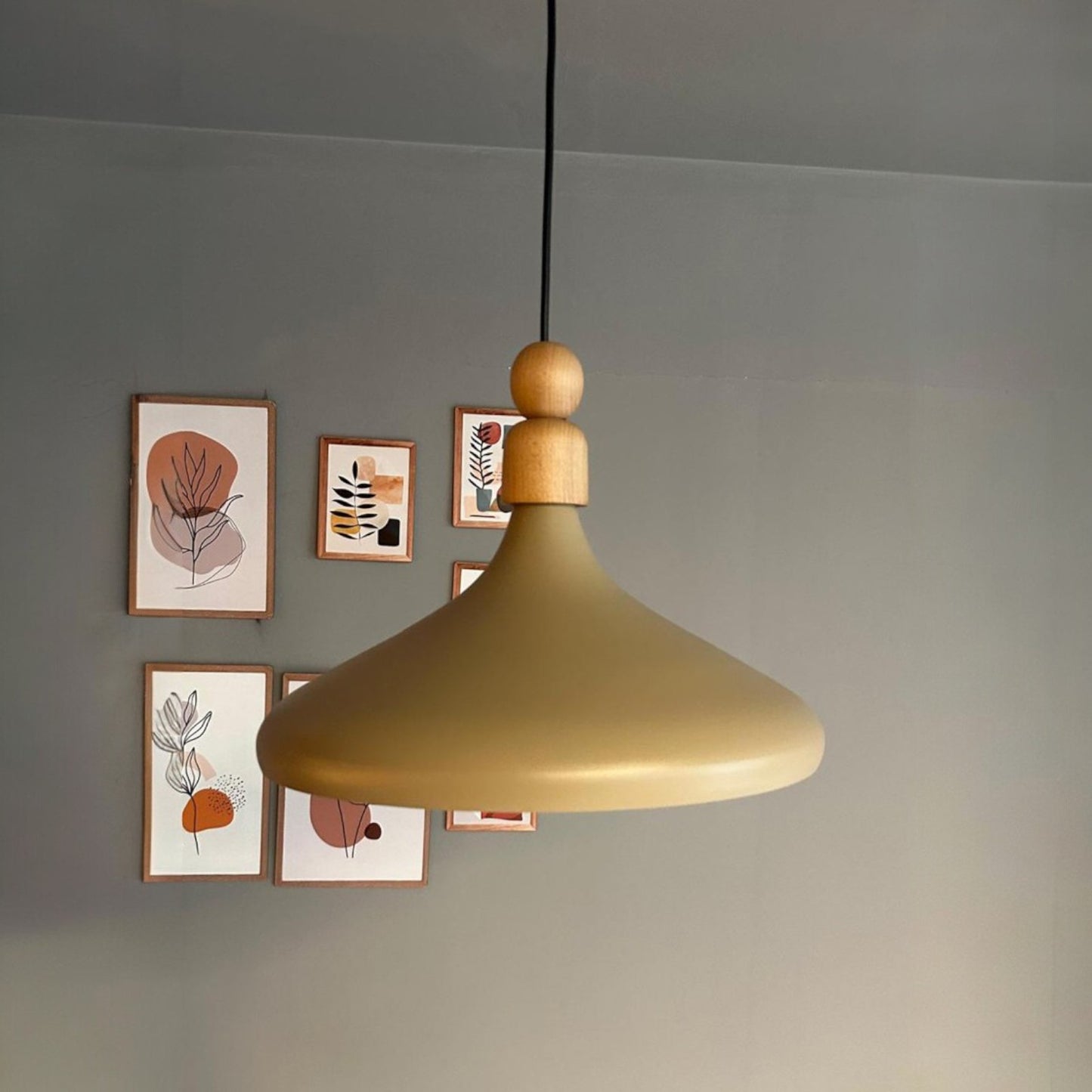 Bamyum Champion Holz Metall E27 Moderne Pendellampe