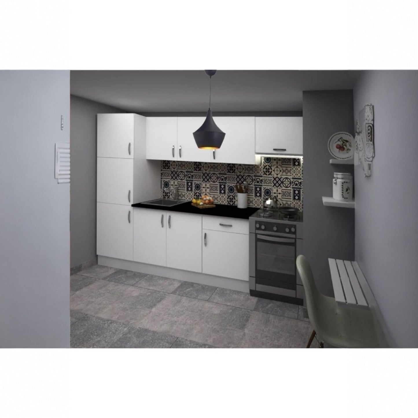 Gebogene Schwarze Pendelleuchte mit Kronleuchter