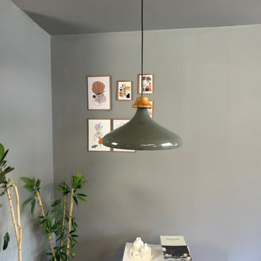 Pendelleuchte Champion J Holz Metall Ø35cm, Modern Hängelampe