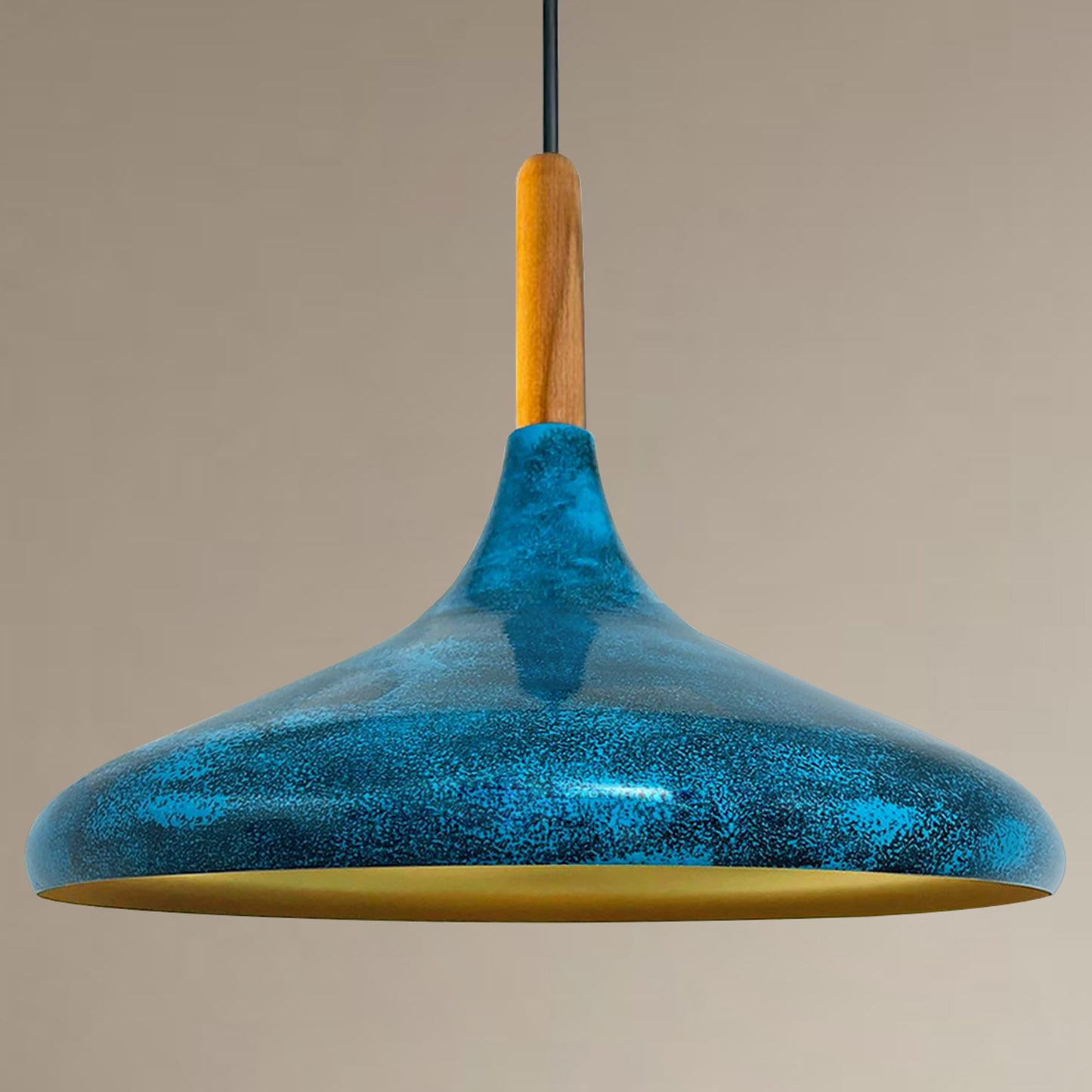 Pendelleuchte Metall Lampe I Champion I Holz Ø35 cm Metall E27 Hängelampe
