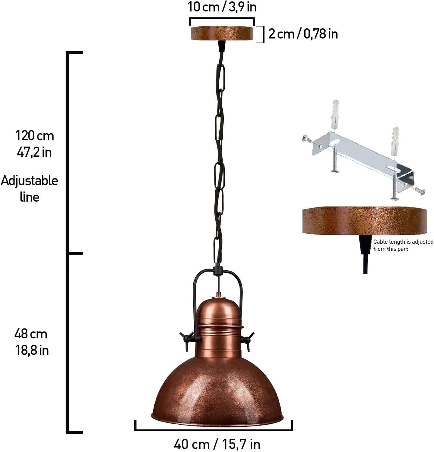 Vintage Lampe E27 Metall