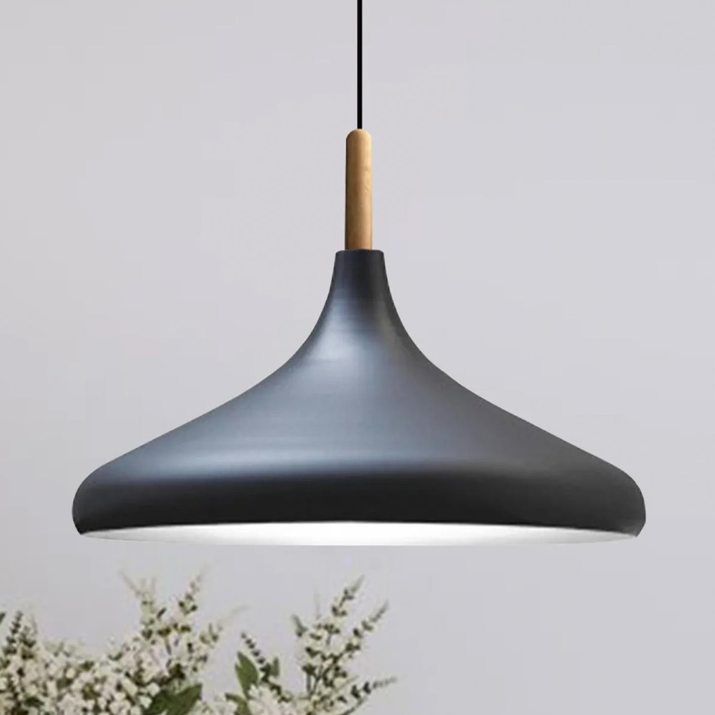 Pendelleuchte Metall Lampe I Champion I Holz Ø35 cm Metall E27 Hängelampe