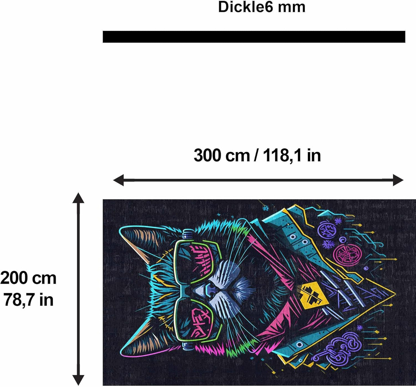 Blackcat Gamer Bedruckter Teppich Chenille-Druck Maschinell Hergestellt, Videospiel Waschbarer Teppich