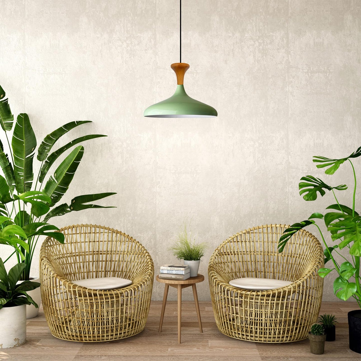 Champion Pendelleuchte aus Holz, 35 cm Hängelampe Metall E27 Moderne Lampe