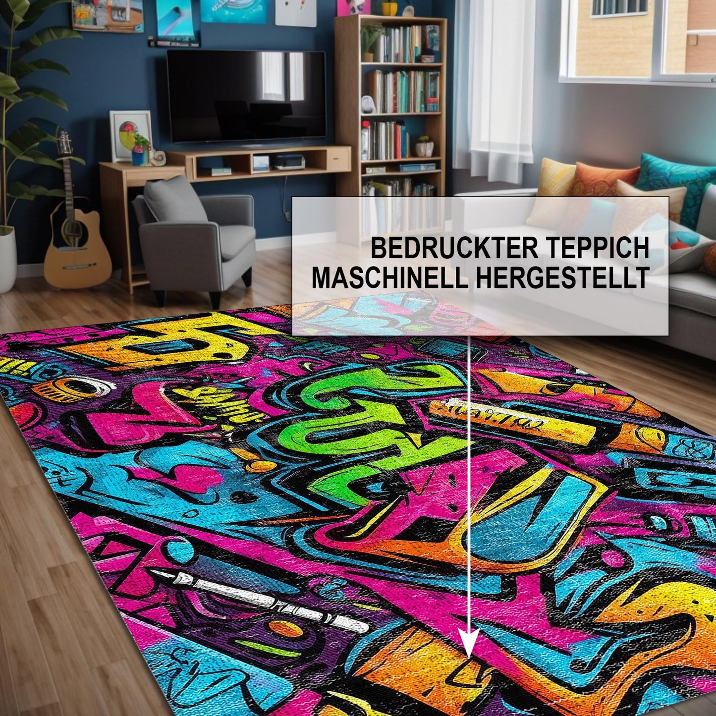 Funny Gamer Bedruckter Teppich Chenille-Druck Maschinell Hergestellt, Videospiel Waschbarer Teppich