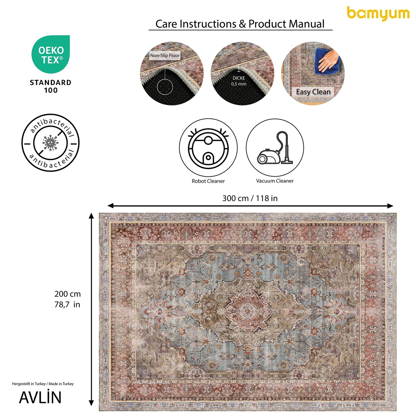 Tappeto stampato Avlin Stampa in ciniglia realizzata a macchina