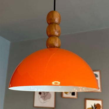 Yimpi Bright Orange Kronleuchter aus Holz Drei Perlen Einzelne Anhänger