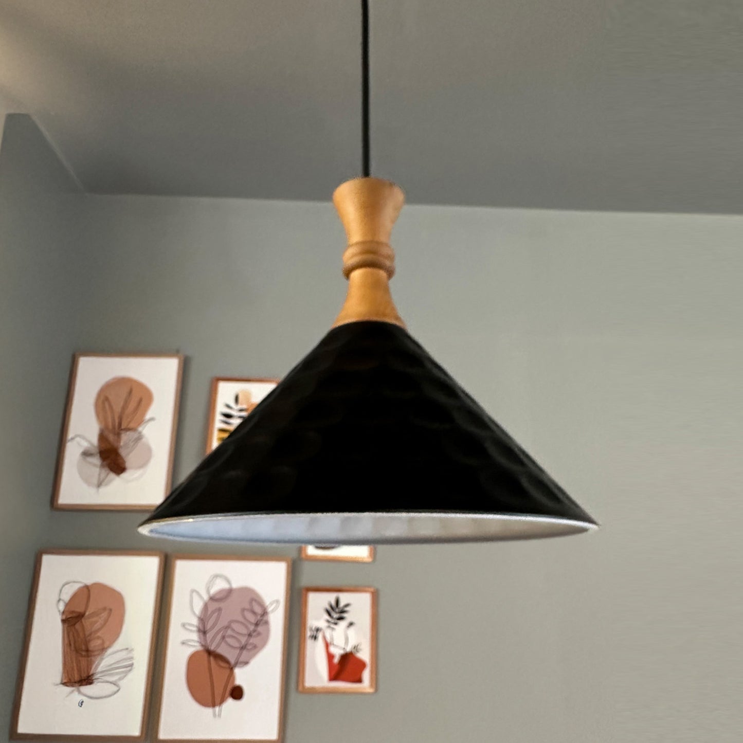 Rummy Pendelleuchte aus Holz, 24 cm Hängelampe Metall E27