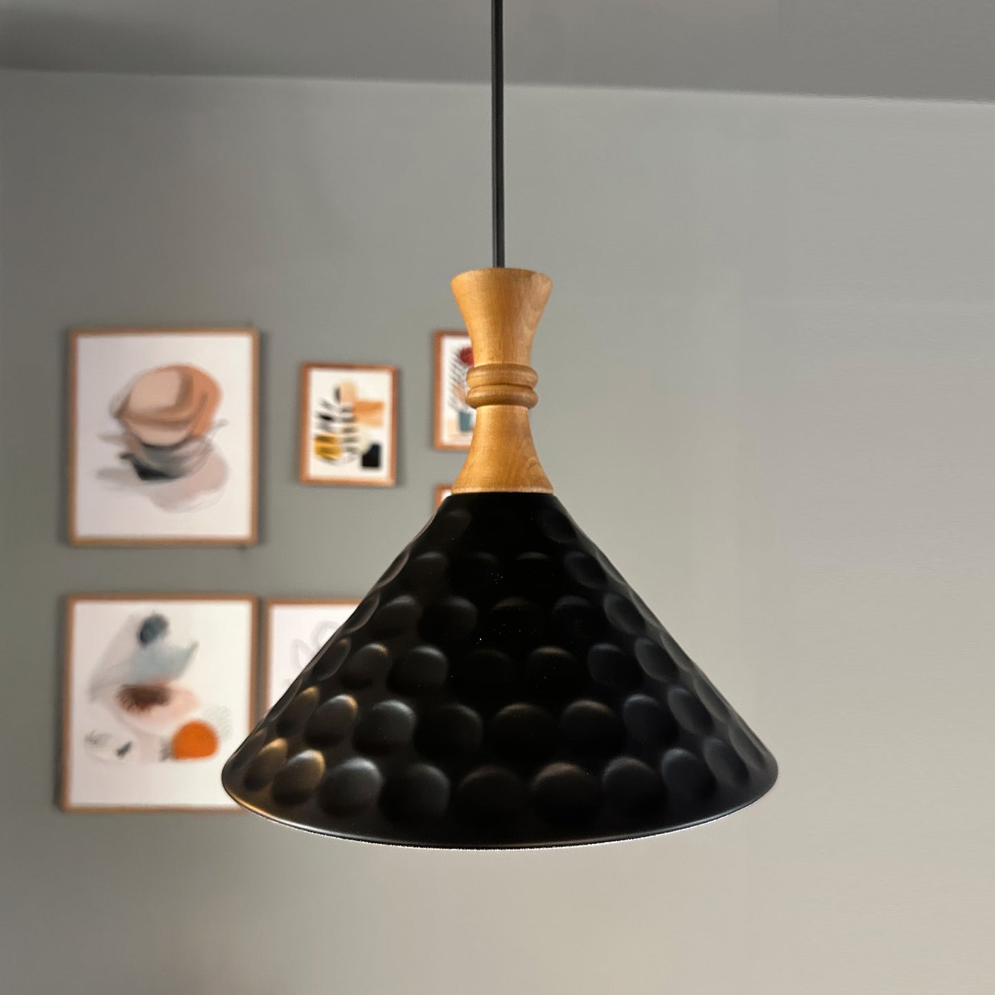 Rummy Pendelleuchte aus Holz, 24 cm Hängelampe Metall E27