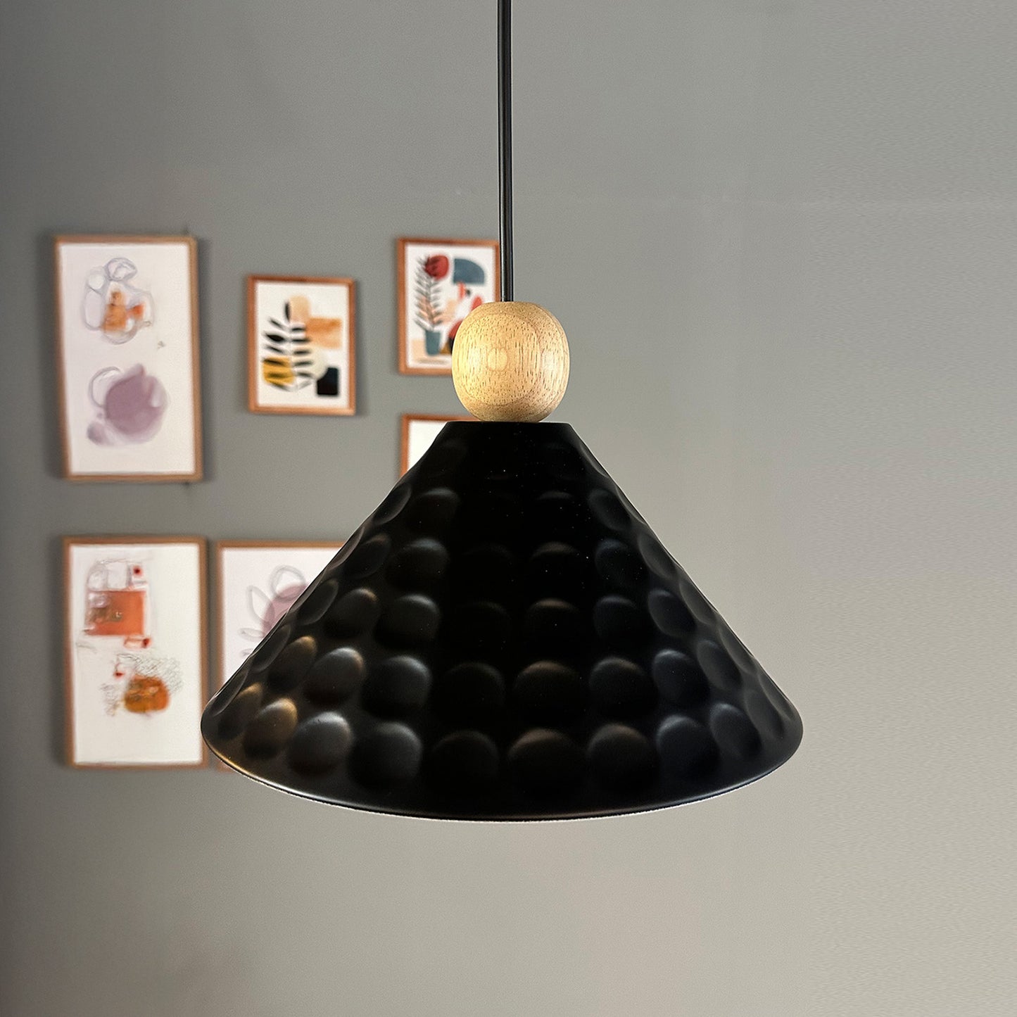 Rummy Pendelleuchte aus Holz, 24 cm Hängelampe Metall E27