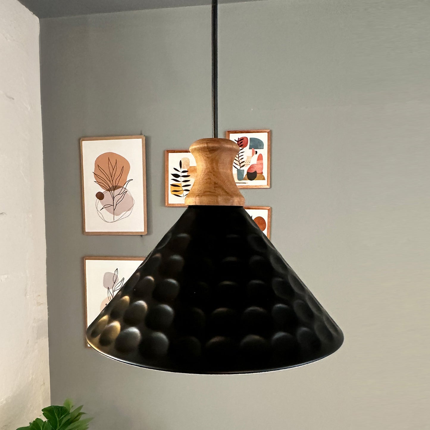 Rummy Pendelleuchte aus Holz, 24 cm Hängelampe Metall E27