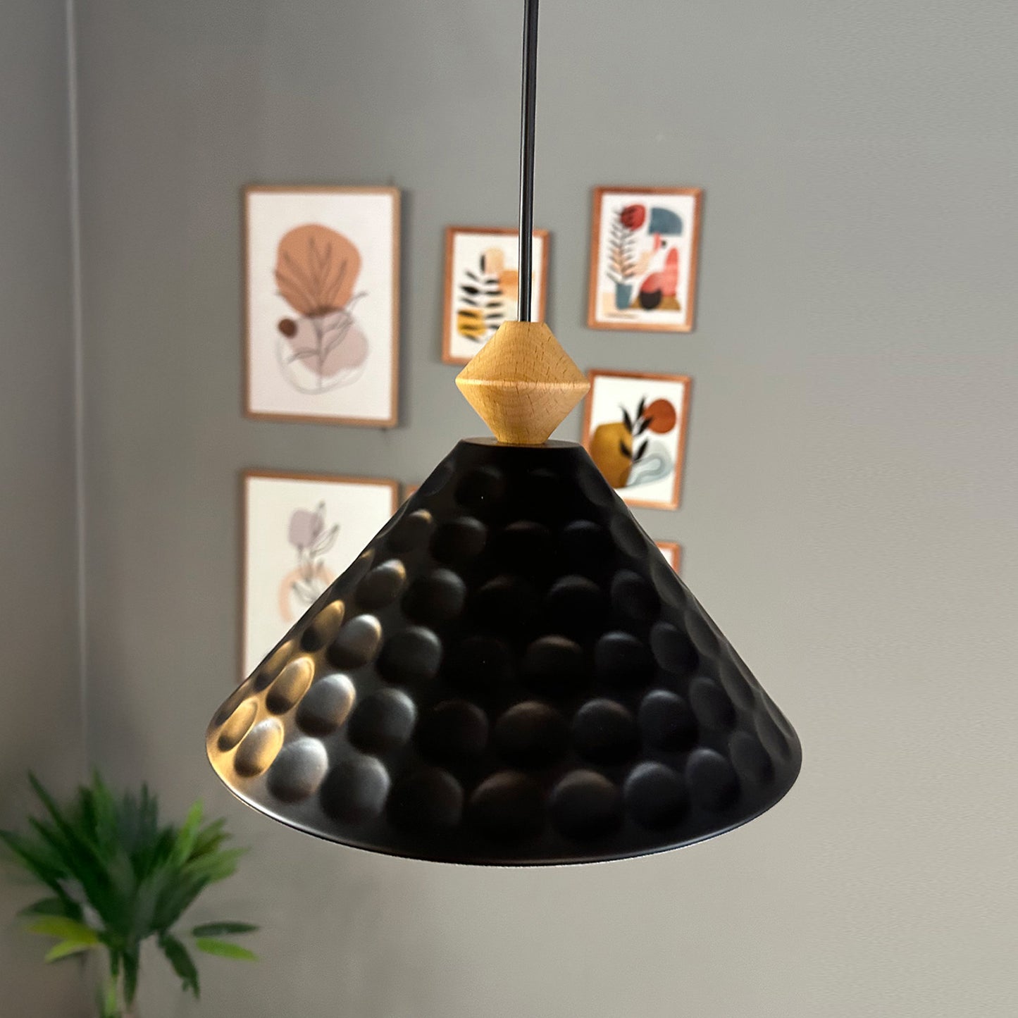Rummy Pendelleuchte aus Holz, 24 cm Hängelampe Metall E27