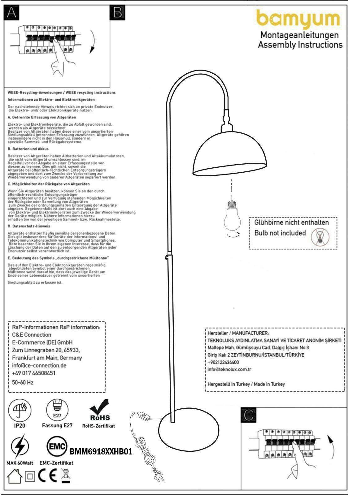 Stehlampe Moderne Stehlampe aus Metall mit E27, verstellbarer Lampenschirm