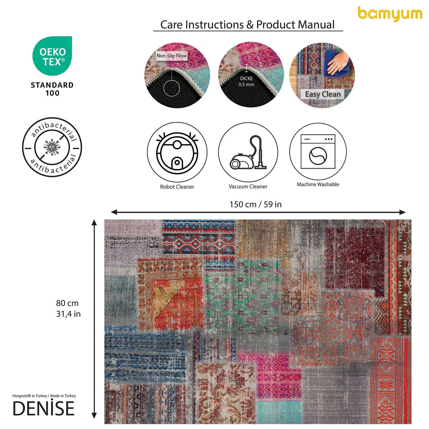 Tappeto stampato Denise, stampa in ciniglia, realizzato a macchina