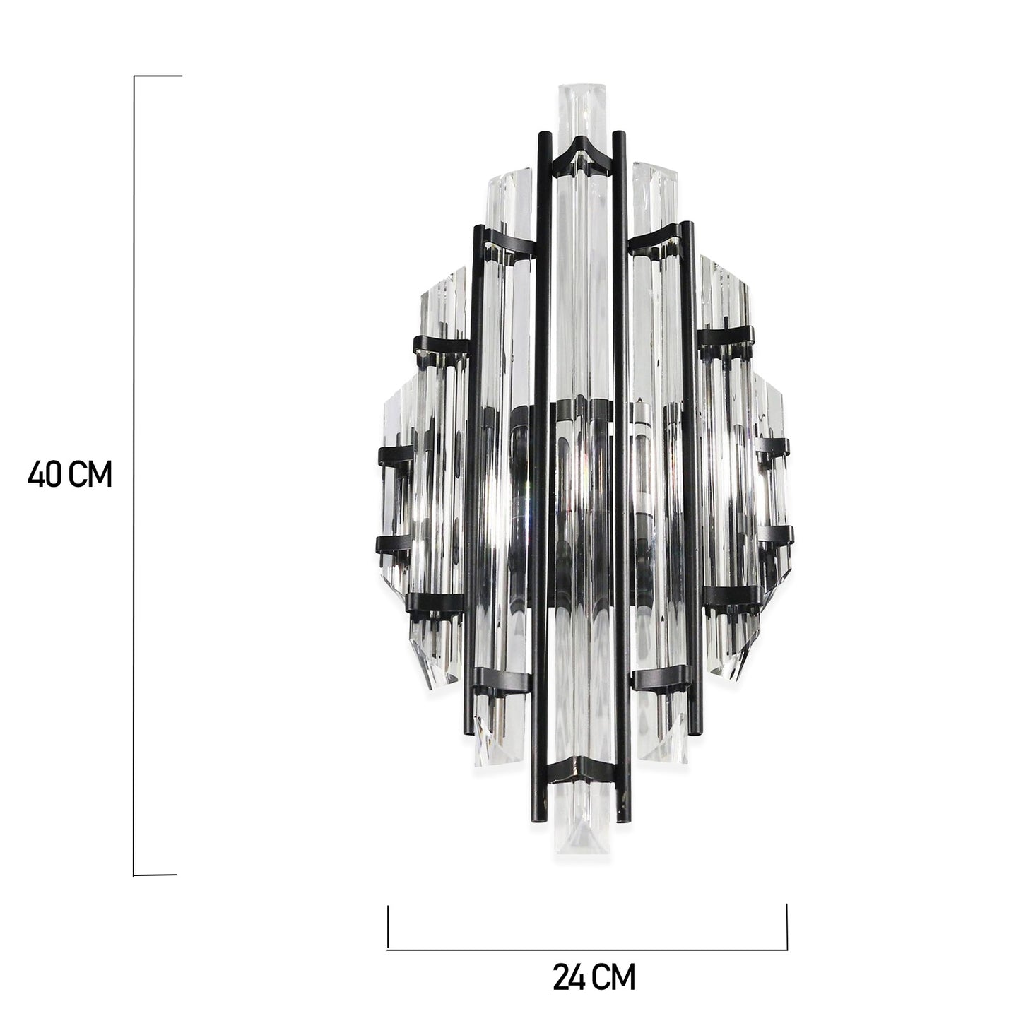 Bamyum Champion Wandleuchte Innen Kristall, Glas Metall