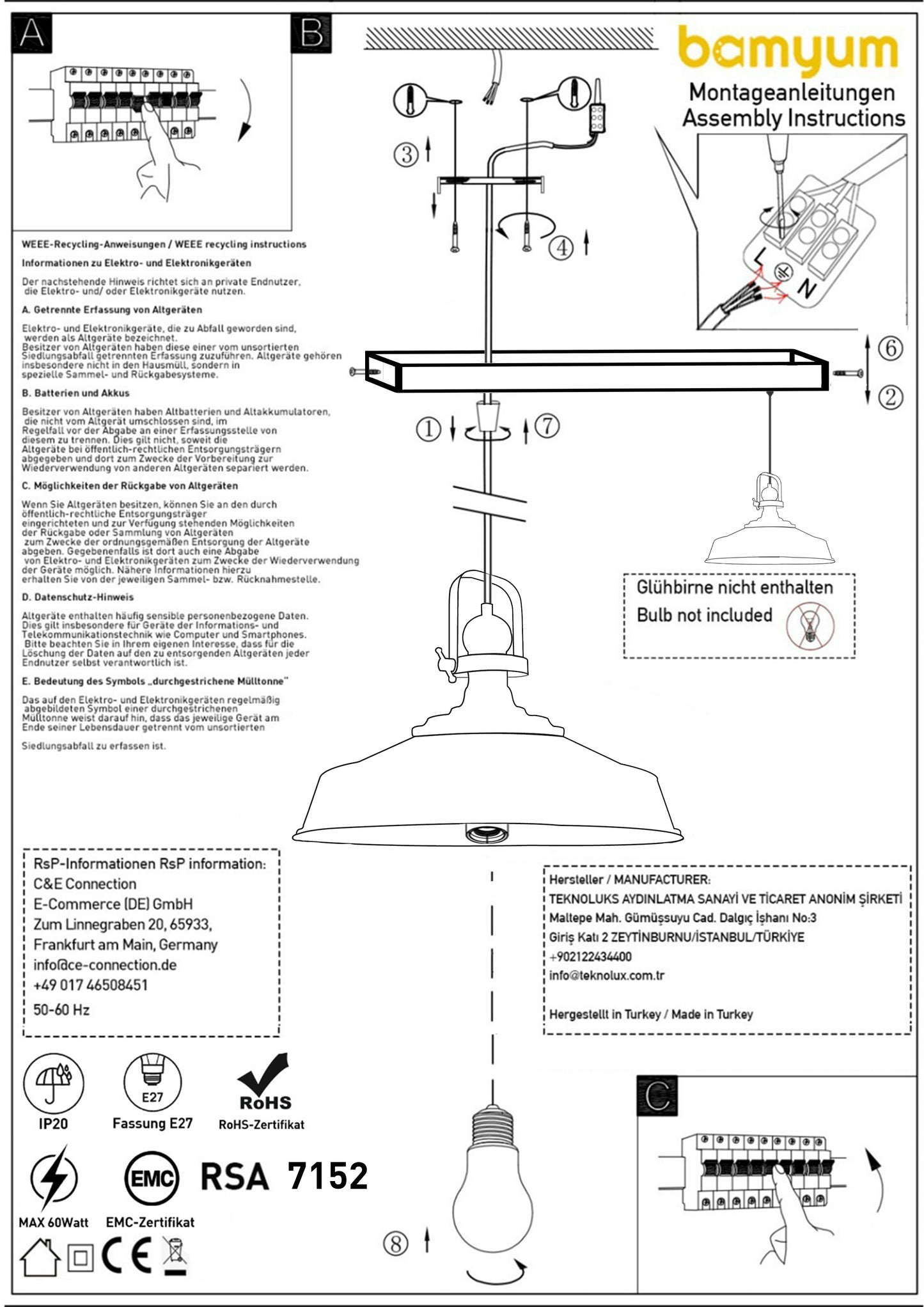 Pack de 2 suspensions E27 en métal
