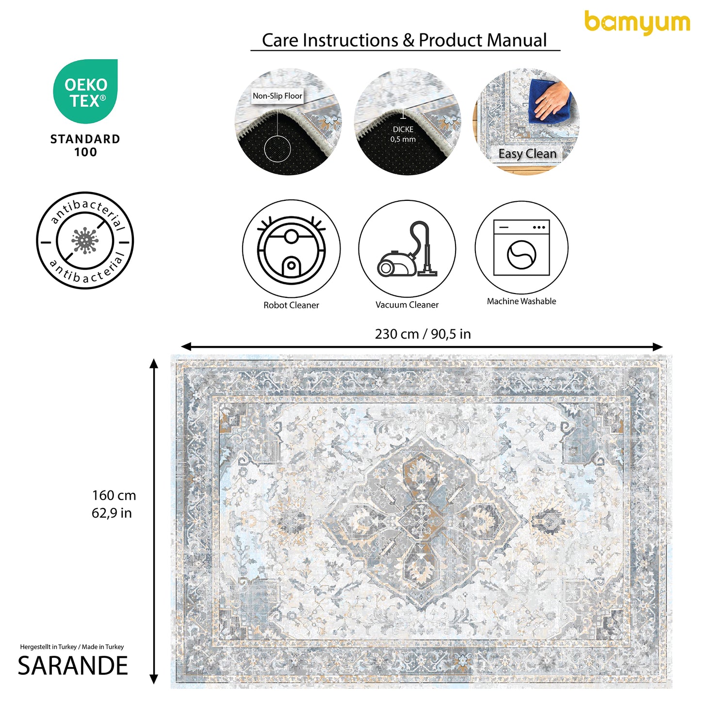 Tapis imprimé Sarande imprimé chenille fabriqué à la machine