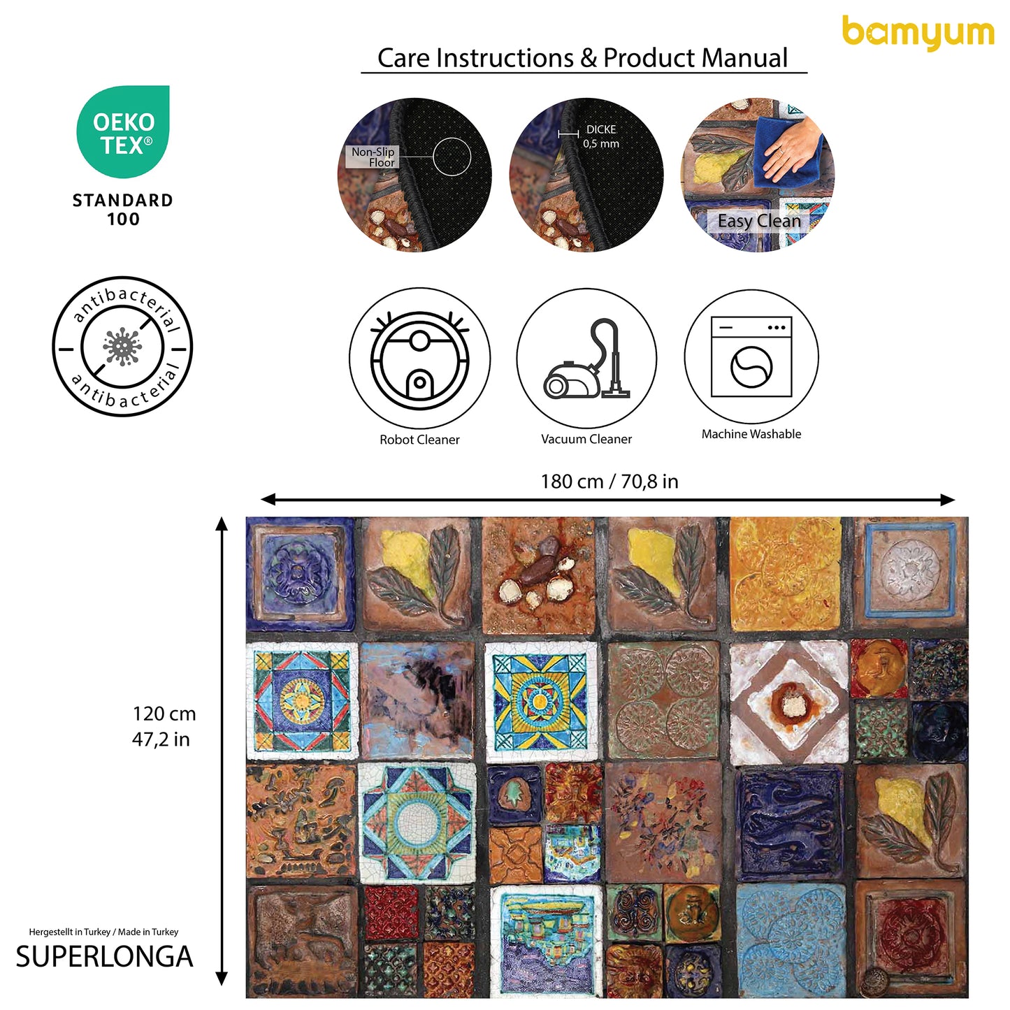 Tappeto stampato Superlonga Stampato in ciniglia Realizzato a macchina