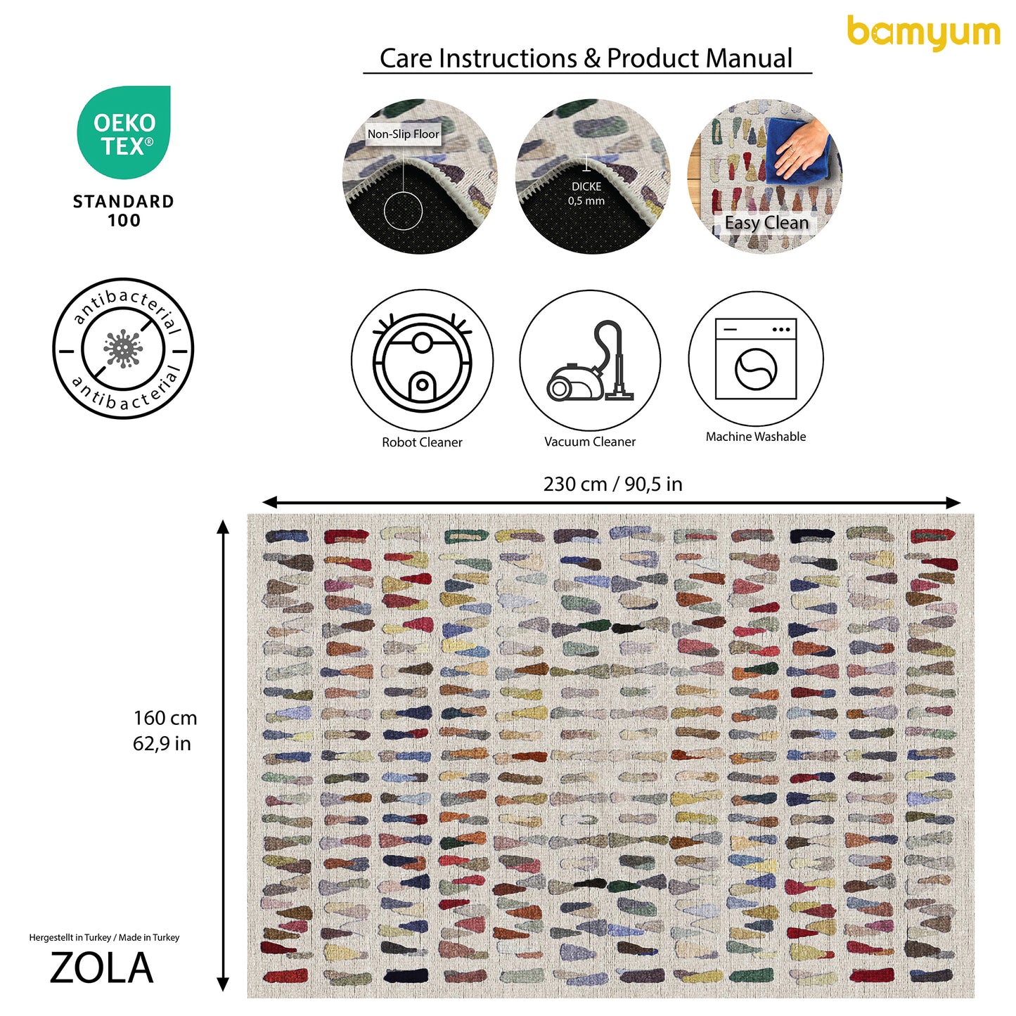 Tappeto stampato Zola con stampa in ciniglia, realizzato a macchina