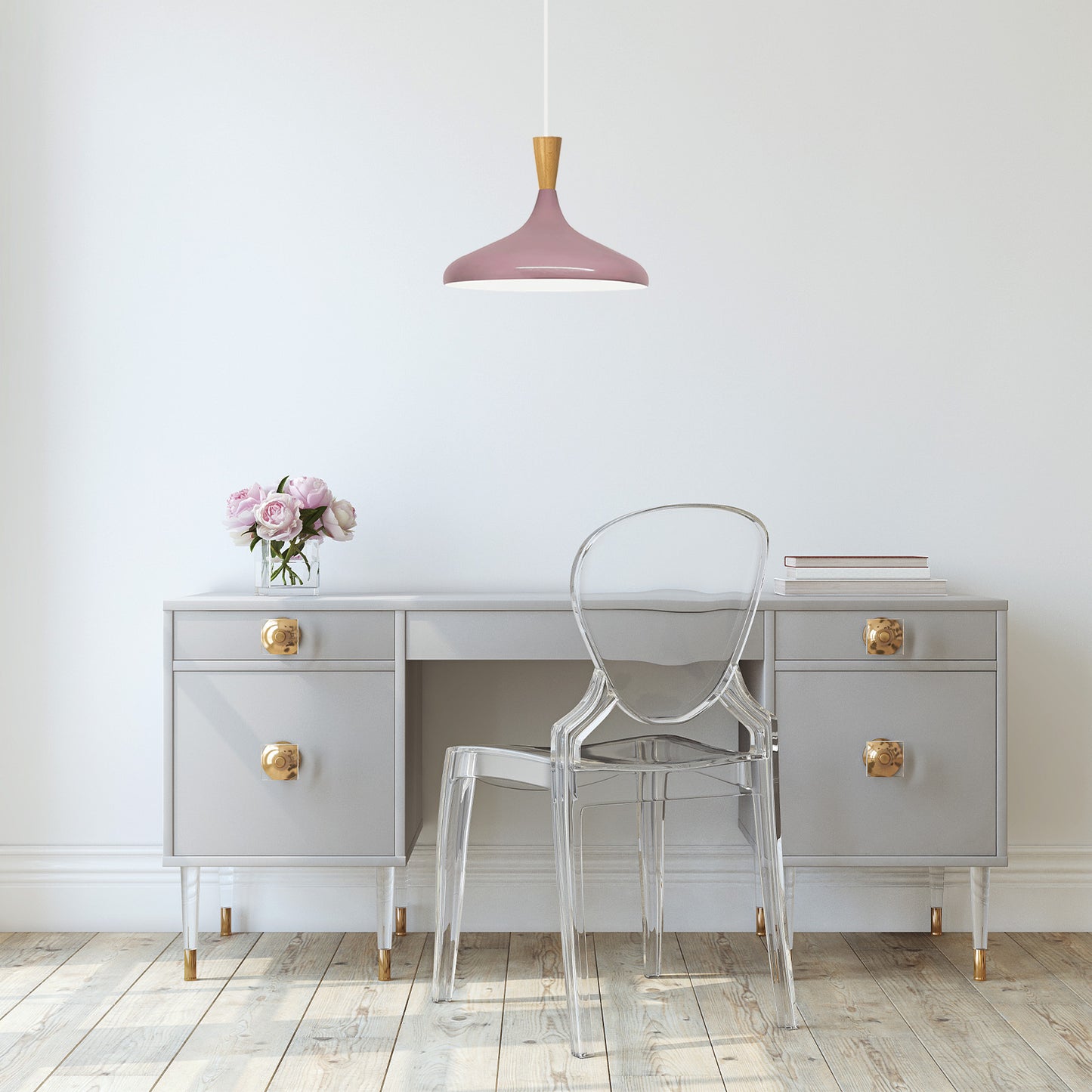 Pendelleuchte Champion Kegel Holz-Kopfteil 35 cm Metall E27 Modern Pendelleuchte