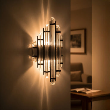 Bamyum Champion Wandleuchte Innen Kristall, Glas Metall