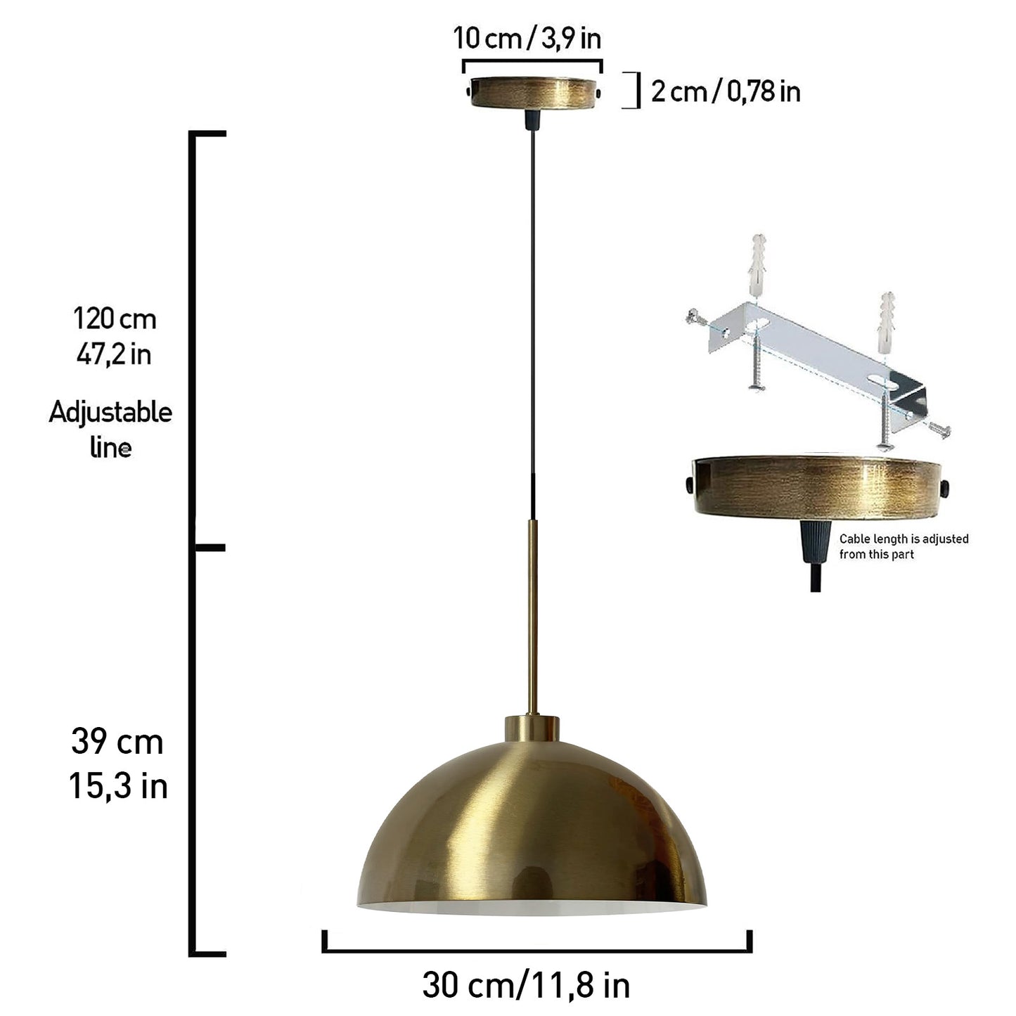 Pendelleuchte Yimpi Pendelleuchte Hängelampe aus Metall Ø43 cm Lampe