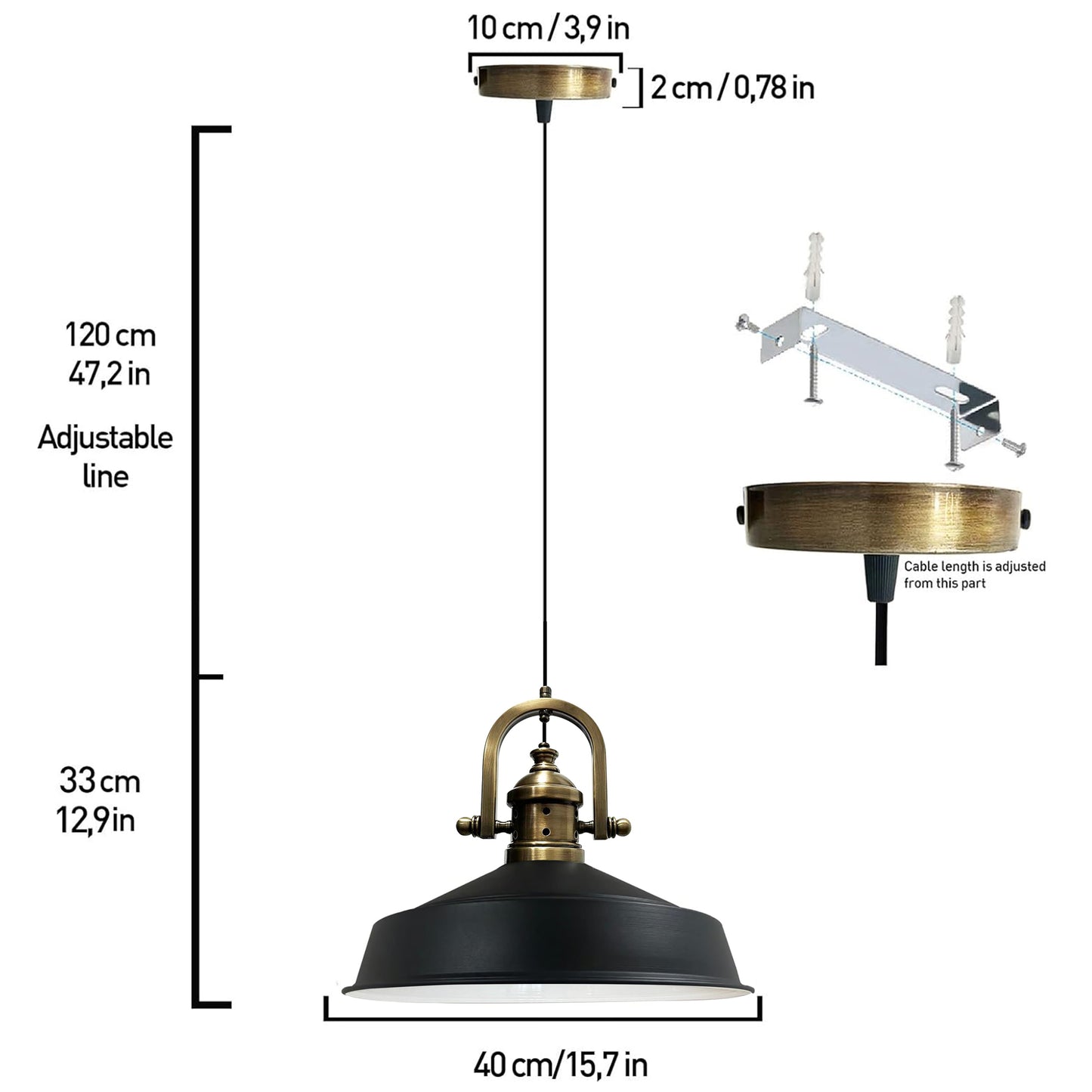 Bamyum Asletl-Finke Hängelampe Industrial Metall Vintage Pendelleuchte