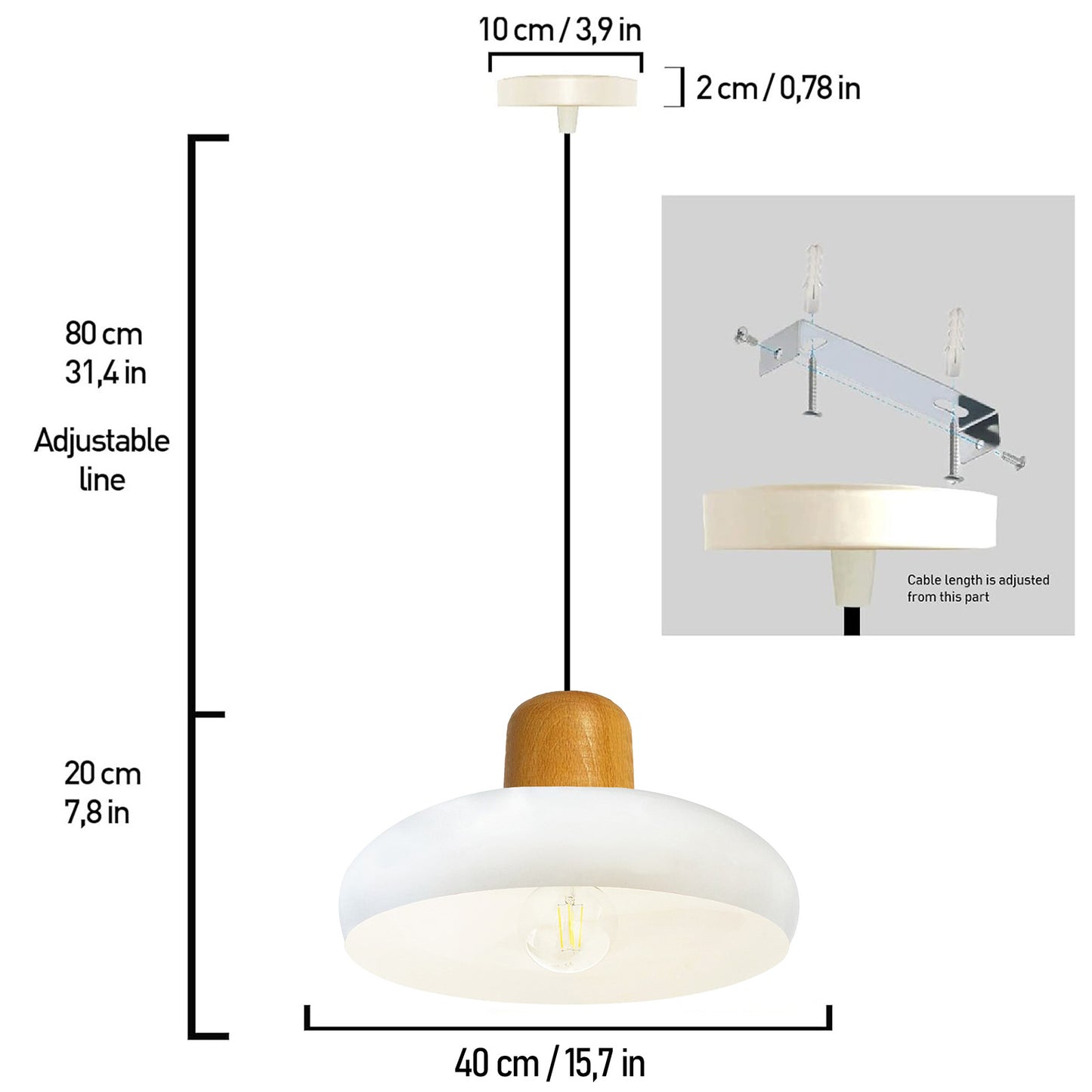 Bamyum Androa Hängelampe Metall Ø40 cm 1 flamming Pendelleuchte