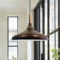 Pendelleuchte Metall Lampe I Champion I Holz Ø35 cm Metall E27 Hängelampe